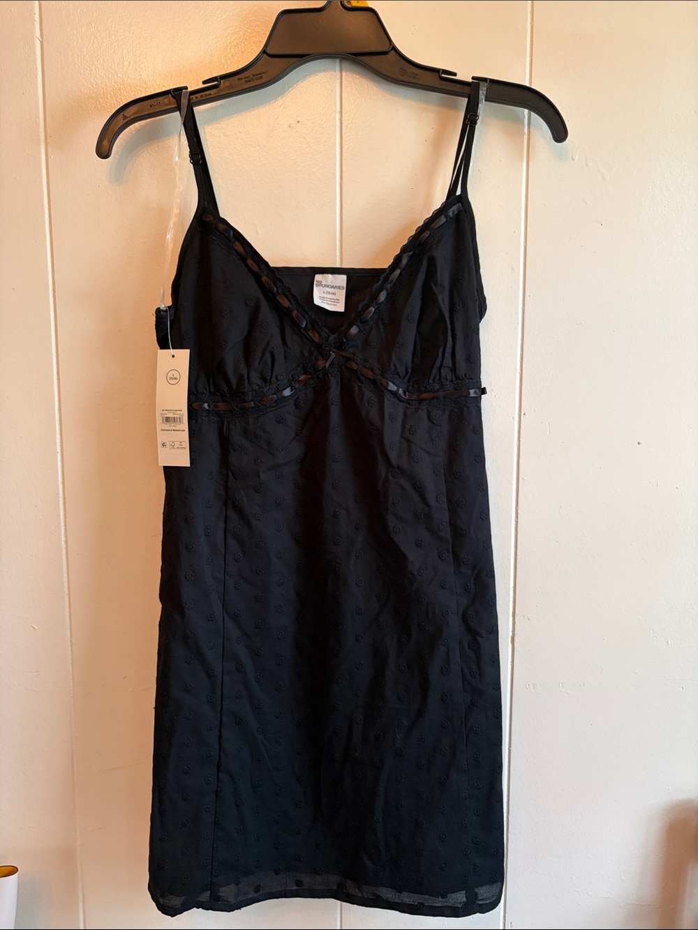 Black Lace-Trim Slip Dress
